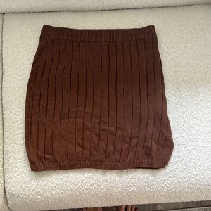 Brown Knit Sweater Skirt